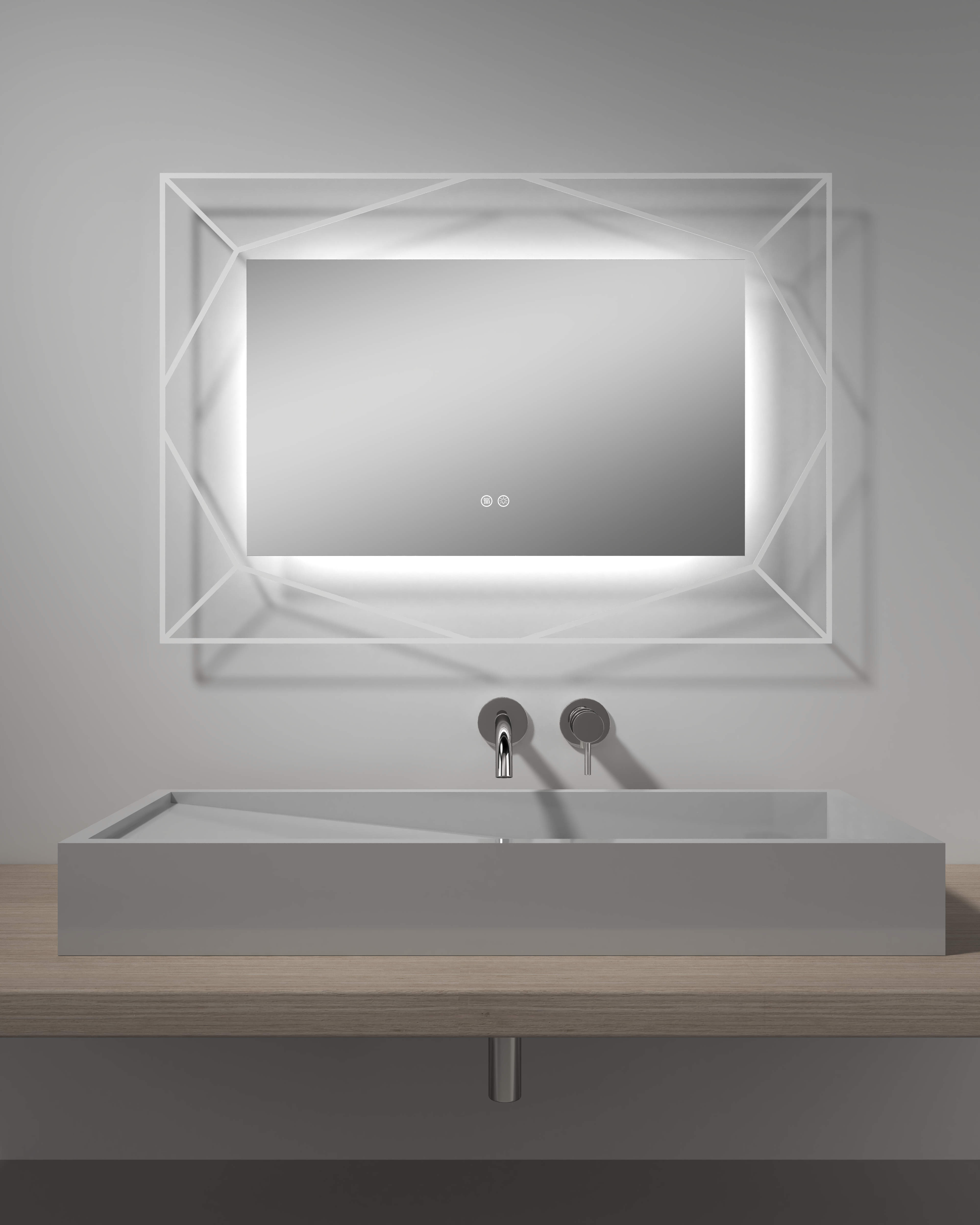 Acrylic Frame Rectangle LED Bathroom Mirror
